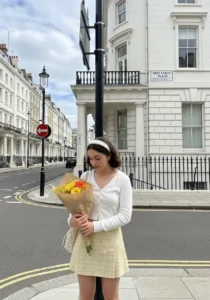 Yellow Skirt + White Cardigan