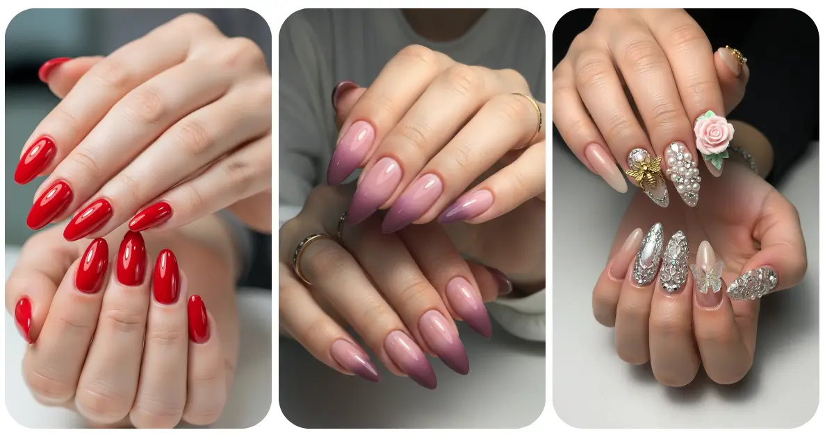 Long Almond Nails Ideas for a Glam and Girly Look