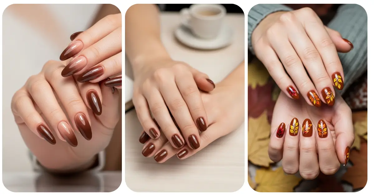 Brown Nails Ideas Including Chrome and Fall Looks