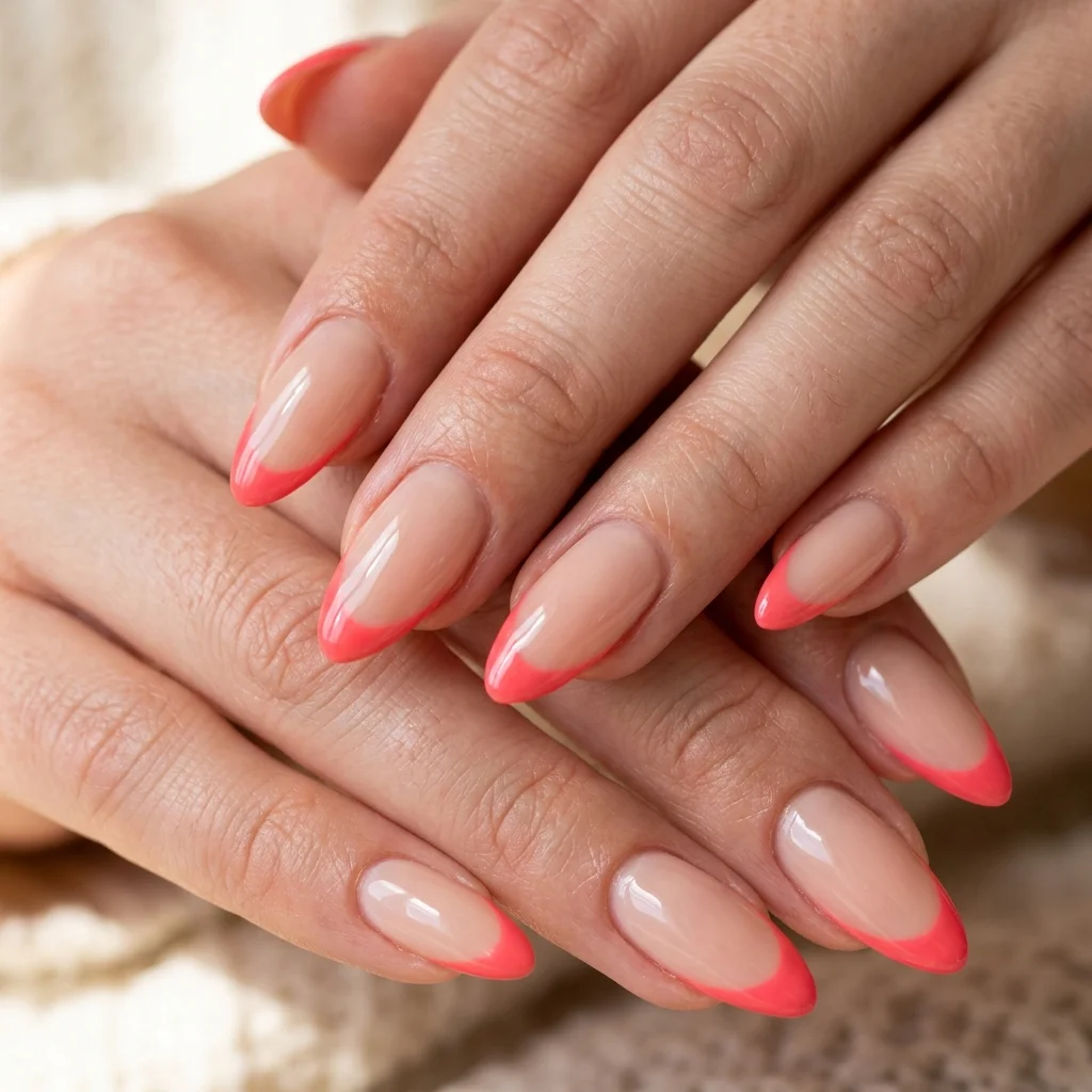 Colored French Tip Almond Nails