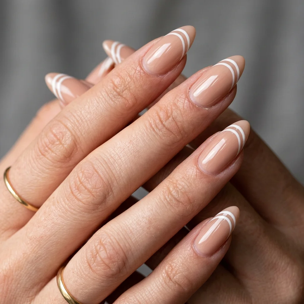 Double French Tip Almond Nails