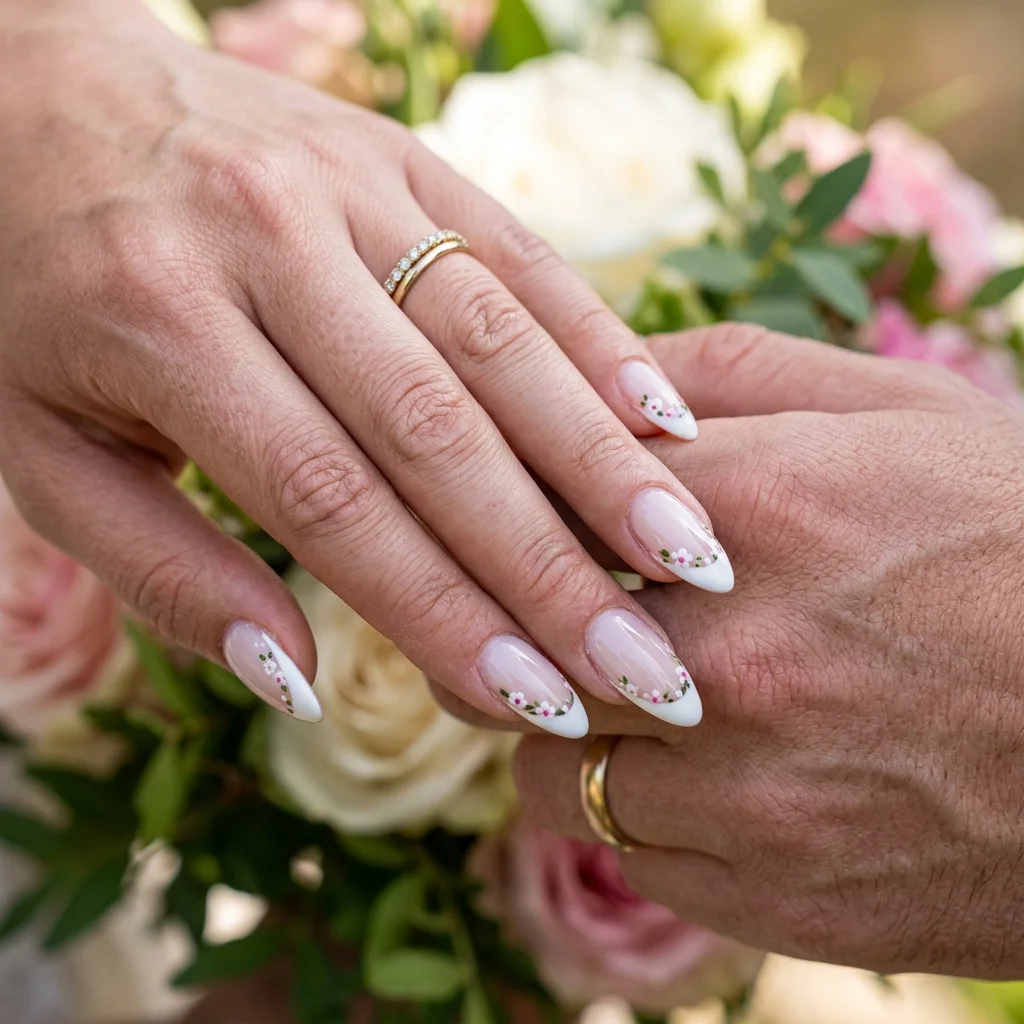 French Tip with Floral Accents