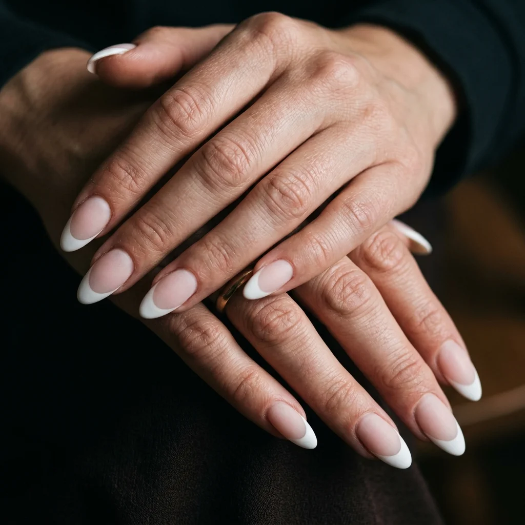 Matte French Tip Almond Nails